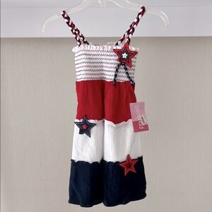 July Fourth Girls Stars Red White Blue Dress